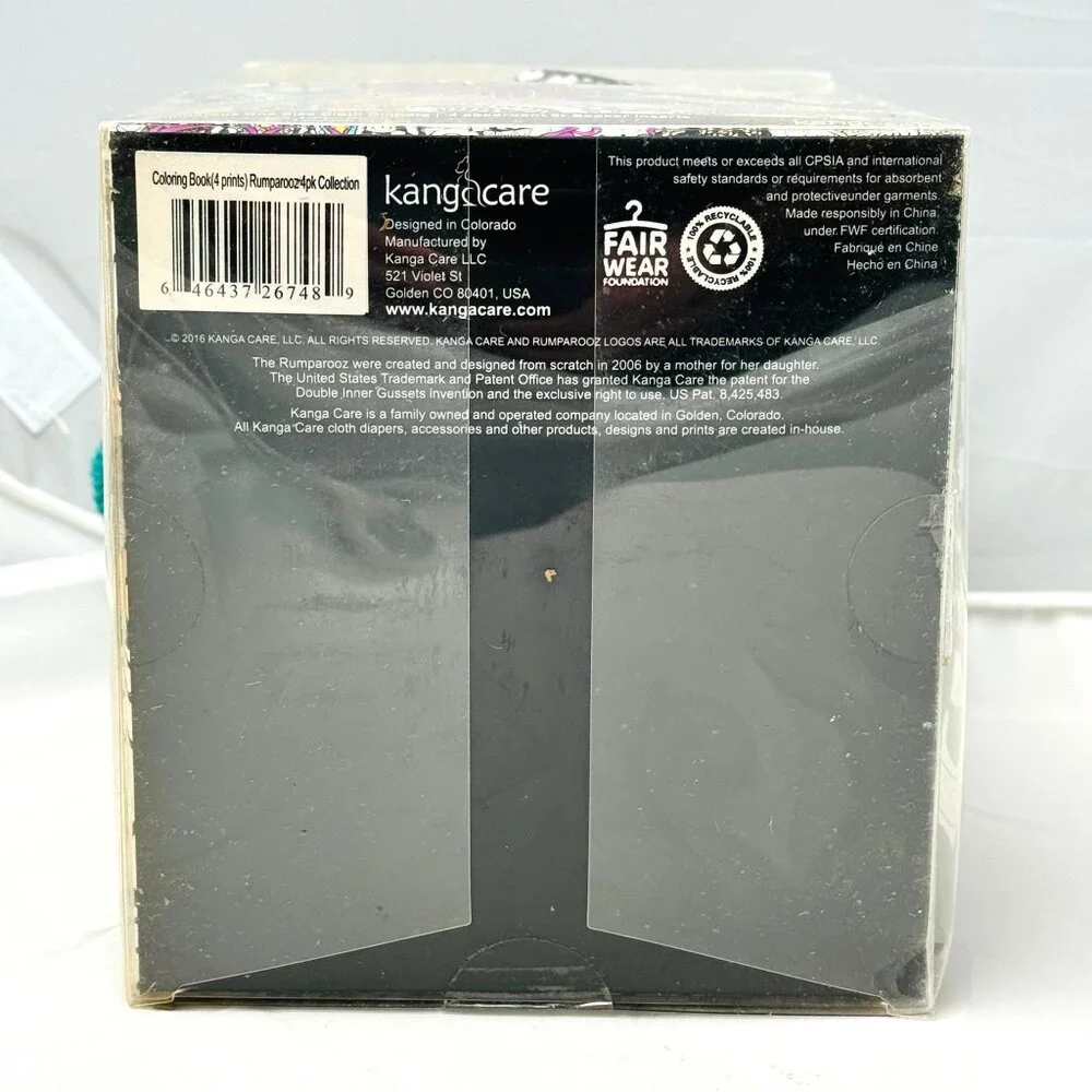 Rumparooz Cloth Diapers OS 4-pk Black & White Coloring Book Print Limited Ed.